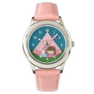 Reloj De Pulsera Chicas de camping teepee con carpas personalizadas