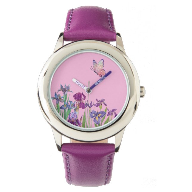 Reloj De Pulsera Chicas de flores de Iris (Anverso)