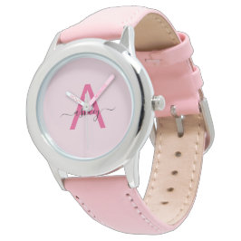 Reloj De Pulsera Chicas de guiones modernos de color rosa caliente 