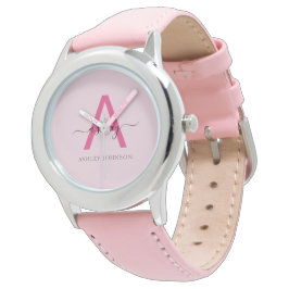 Reloj De Pulsera Chicas de guiones modernos de color rosa caliente 