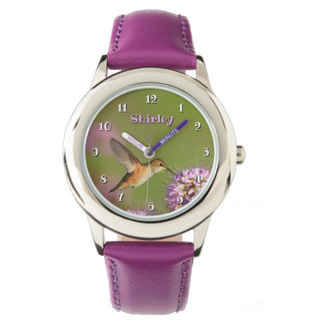 Reloj De Pulsera Chicas de Hummingbird Wildflowers (Anverso)