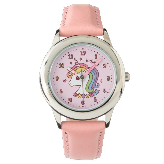 Reloj De Pulsera Chicas de la unicornio en el arcoiris (Anverso)