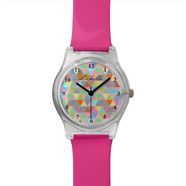 Reloj De Pulsera Chicas de moda observan con un patrón geométrico c (De cerca)