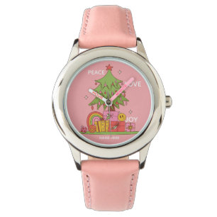Reloj De Pulsera Chicas de Navidades Retro Rosa