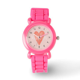 Reloj De Pulsera Chicas de niños de corazón rosado con color de agu