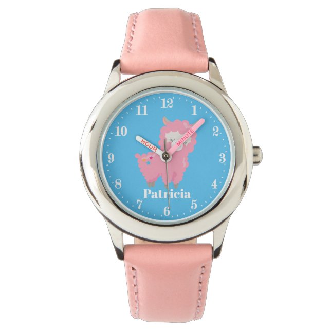 Reloj De Pulsera Chicas de nombres de nombres de llama rosa de colo (Anverso)