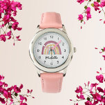 Reloj De Pulsera Chicas de Personalizado arcoiris de Boho moderno<br><div class="desc">El Modern Watercolor Boho Rainbow Watch es el regalo perfecto para el chica imaginativo y vanguardista de su vida. Ya sea que se vista para una ocasión especial o simplemente se vista la ropa, este reloj le dará un toque vibrante y caprichoso a cualquier conjunto. Dale la libertad de mostrar...</div>