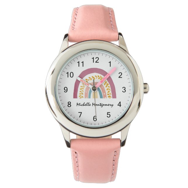 Reloj De Pulsera Chicas de Personalizado arcoiris de Boho moderno (Anverso)