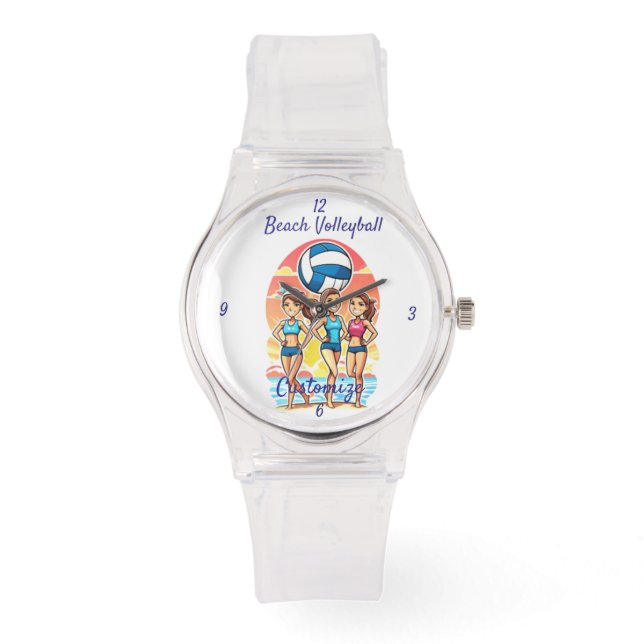 Reloj De Pulsera Chicas de Voleibol de Playa Thunder_Cove (Anverso)