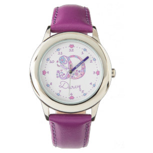 Reloj De Pulsera Chicas del Monograma D letra del doodle arte Darcy