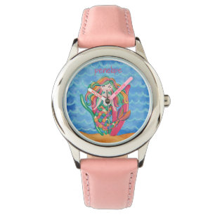 Reloj De Pulsera Chicas Del Océano Azul De Sirena Cuelgan Bajo El P