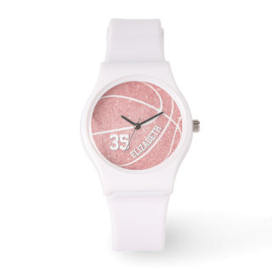 Reloj De Pulsera chicas deportivos rosados de baloncesto personaliz