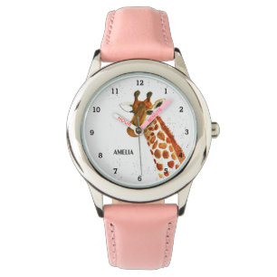 Reloj De Pulsera Chicas educados jirafa animal niños curiosos felic