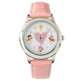 Reloj De Pulsera Chicas educados montando ponis y caballo de corazó