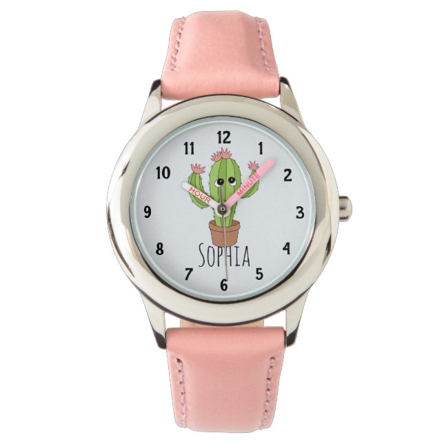 Reloj De Pulsera Chicas eligen a Kawaii Cactus Personalizado y nomb (Anverso)