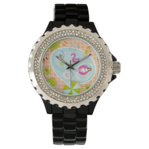 Reloj De Pulsera Chicas en bikini y chicos jugando juego de piscina
