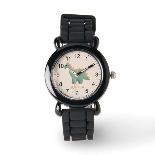 Reloj De Pulsera Chicas Guay y Cute Stegosaurus Dinosaur & Name (Anverso)