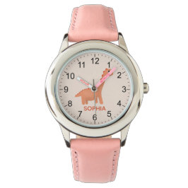 Reloj De Pulsera Chicas Guay y Dinosaurio y nombre rosados