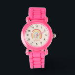 Reloj De Pulsera Chicas Guay y el arcoiris rosa suave<br><div class="desc">Este lindo reloj de niños cuenta con un personalizado rosado de arco iris y puede ser personalizado con el nombre de sus chicas. Con números claros y fácilmente legibles, este 'primer' reloj es genial para niños o niños recién empezando a aprender el tiempo. ¡El regalo perfecto para tu pequeño con...</div>