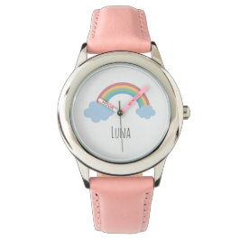 Reloj De Pulsera Chicas Lindo Boho Acuarela Arcoíris y Nombre