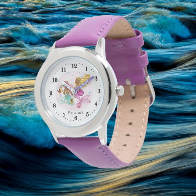 Reloj De Pulsera chicas lindos amantes de la sirena añaden nombre W (Subido por el creador)