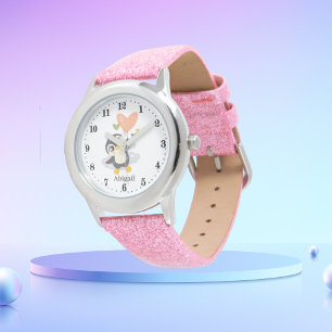 Reloj De Pulsera chicas lindos amantes del pingüino añaden nombre