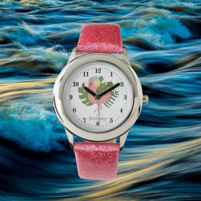 Reloj De Pulsera chicas lindos flamingo rosa añadir nombre (Subido por el creador)