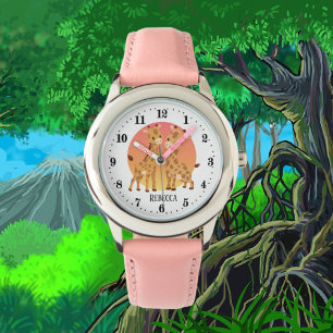 Reloj De Pulsera chicas lindos jungla amantes de la jirafa añaden n