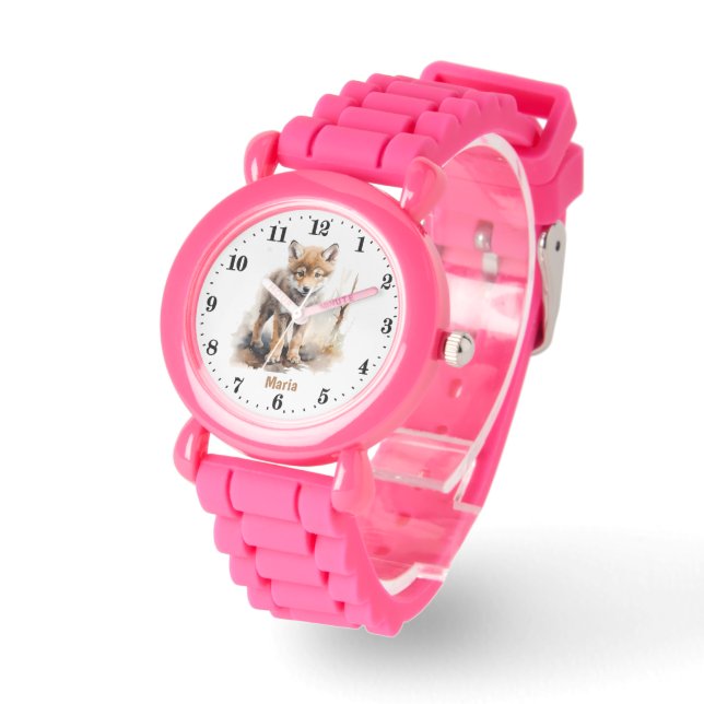 Reloj De Pulsera chicas lindos wolf add name (Ángulo)