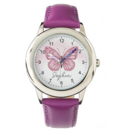 Reloj De Pulsera Chicas niños de mariposa mullidos y extravagantes