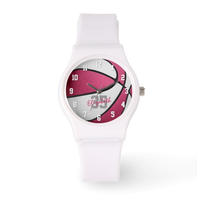 Reloj De Pulsera chicas nombran jersey número baloncesto blanco ros (Anverso)