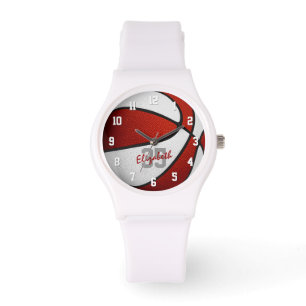 Reloj De Pulsera chicas nombre jersey número rojo baloncesto blanco