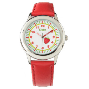 Reloj De Pulsera Chicas Nombre personalizado Cute fresa roja