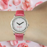 Reloj De Pulsera Chicas Nombre personalizado Cute Girly Moda de Bon<br><div class="desc">Personalizado, personalizado, los niños chicas diversión bonito fría moda giratoria rosada correa purpurina, funda de acero inoxidable, reloj de pulsera. Simplemente escriba el nombre, al personalizar. Adelante, crea una maravillosa personalizado que vigila a la pequeña princesa en tu vida - hija, hermana, sobrina, nieta, nieta, ahijada, hijastra. Hace un gran...</div>