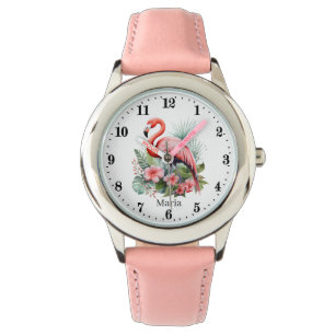 Reloj De Pulsera Chicas pequeños color rosa flamingo añadir nombre