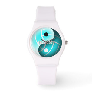 Reloj De Pulsera chicas personalizado yin y yang voleibol turquesa