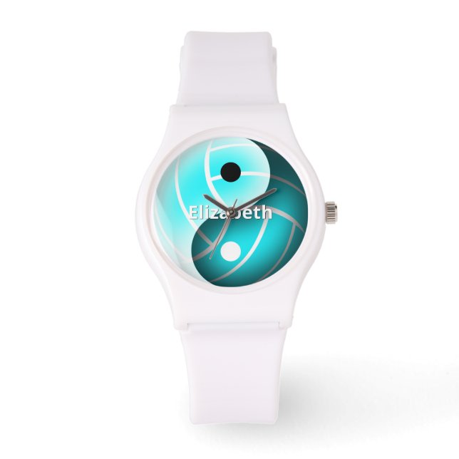 Reloj De Pulsera chicas personalizado yin y yang voleibol turquesa (Anverso)