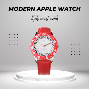 Reloj De Pulsera Chicas personalizados niños nombran Corazones rojo