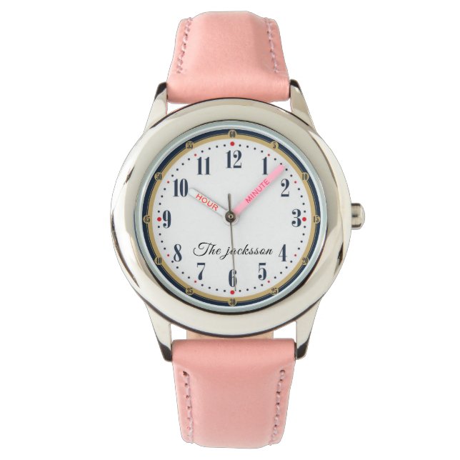 Reloj De Pulsera Chicas personalizados Nombre Purpurina Correa Niño (Anverso)