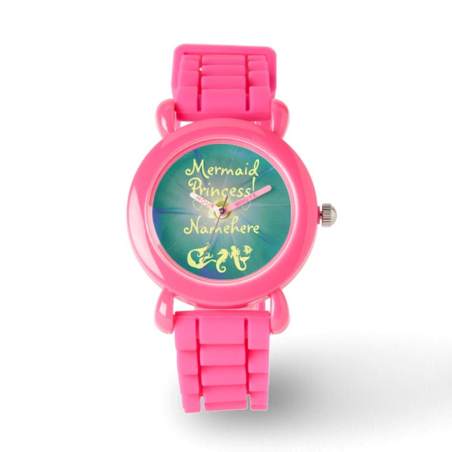 Reloj De Pulsera Chicas Purpurina Mermaid Princesa! ¡AÑADIR SU NOMB (Anverso)
