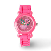 Chicas Purpurina rosa Flamingo Watch