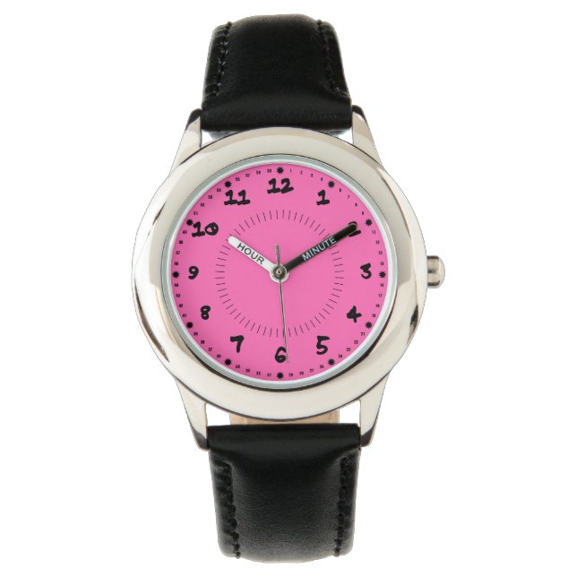 Reloj De Pulsera Chicas Rosa Caliente (Anverso)