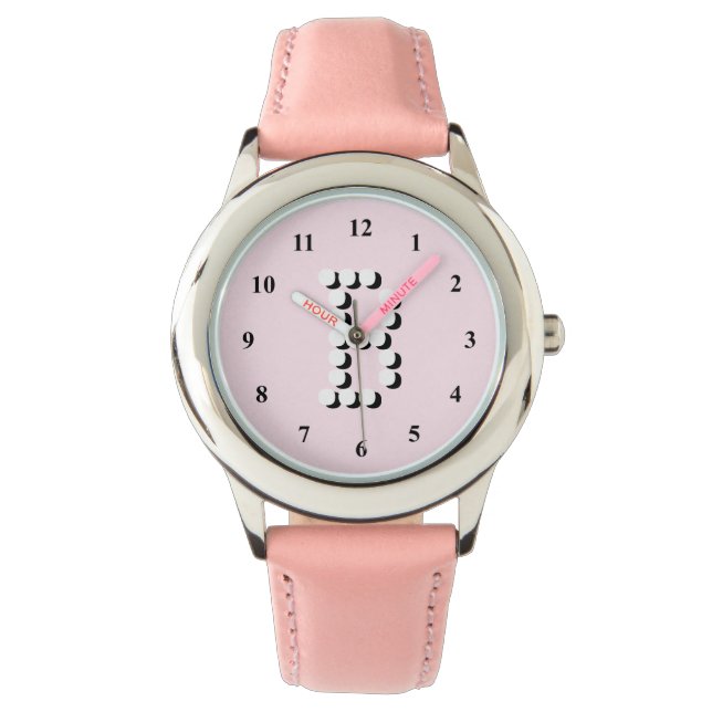 Reloj De Pulsera Chicas rosados vigilan | monograma de letra person (Anverso)