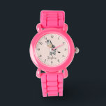 Reloj De Pulsera Chicas se burlan de los niños de cebra de azari ro<br><div class="desc">Este lindo y caprichoso reloj de niños de color rosa presenta un hermoso ilustracion de cebra,  y un lugar donde agregar el nombre de su chica en un divertido y minimalista tipo de letra. El accesorio perfecto para cualquier amante de los animales,  perfecto para un niño pequeño primero.</div>