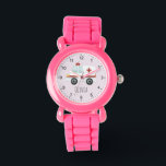 Reloj De Pulsera Chicas se burlan de los niños Médicas rosados de a<br><div class="desc">Este lindo y moderno reloj de niños cuenta con un personalizado de ambulancia y un lugar donde agregar el nombre de sus chicas. Perfecto para cualquier niño que sueña con ser médica o paramédico! Con números claros y un fondo rosado, este reloj es genial para un pequeño que aprende a...</div>