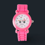 Reloj De Pulsera Chicas se burlan de los niños Médicas rosados de a<br><div class="desc">Este lindo y moderno reloj de niños cuenta con un personalizado de ambulancia y un lugar donde agregar el nombre de sus chicas. Perfecto para cualquier niño que sueña con ser médica o paramédico! Con números claros y un fondo rosado, este reloj es genial para un pequeño que aprende a...</div>