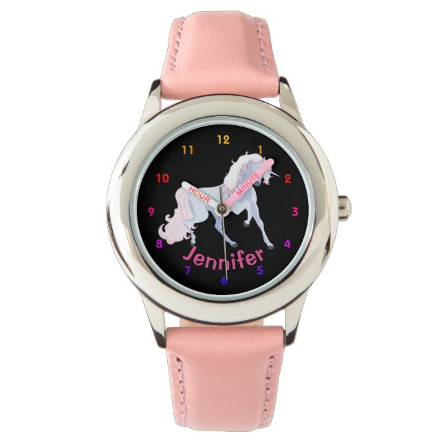 Reloj De Pulsera Chicas UNICORN personalizados miran los corazones  (Anverso)