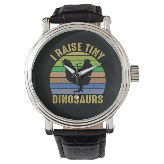 Reloj De Pulsera Chicken Art I Raise Tiny Dinosaurs (Anverso)