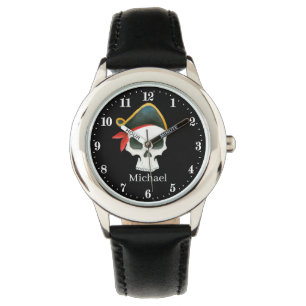 Reloj De Pulsera chicos del cráneo del Pirata divertido ver