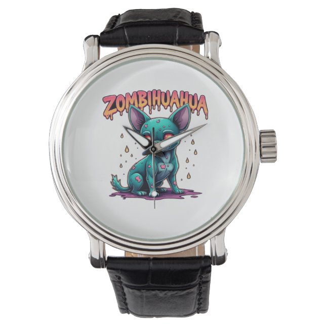 Reloj De Pulsera Chihuahua Chi Chichi Chiwawa Zombie Dog Halloween (Anverso)